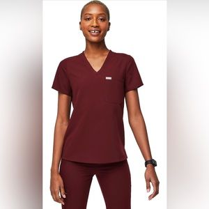 FIGS Burgundy Catarina Scrub Top
